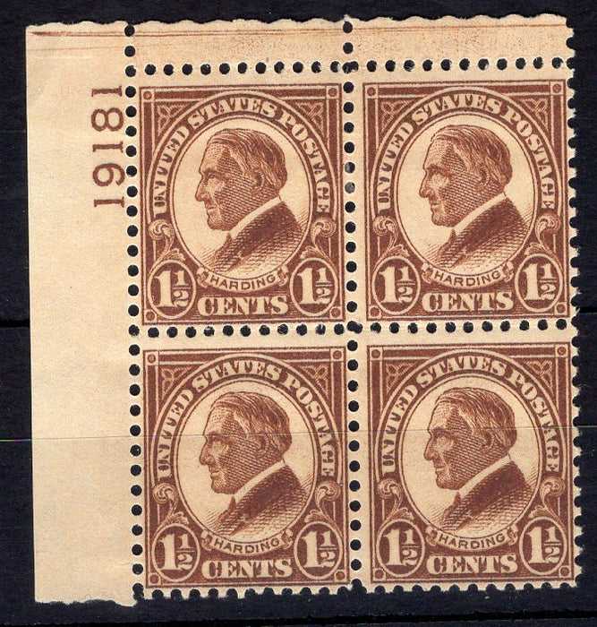#633 1 1/2 Cent Harding Plate block #19181 F LH Mint US Stamp