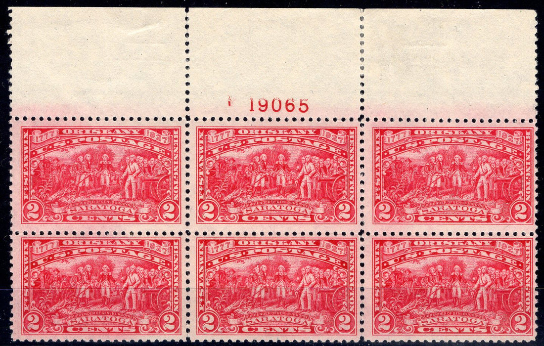 #644 2 Cent Burgoyne Plate block #19065 F/VF LH Mint US Stamp