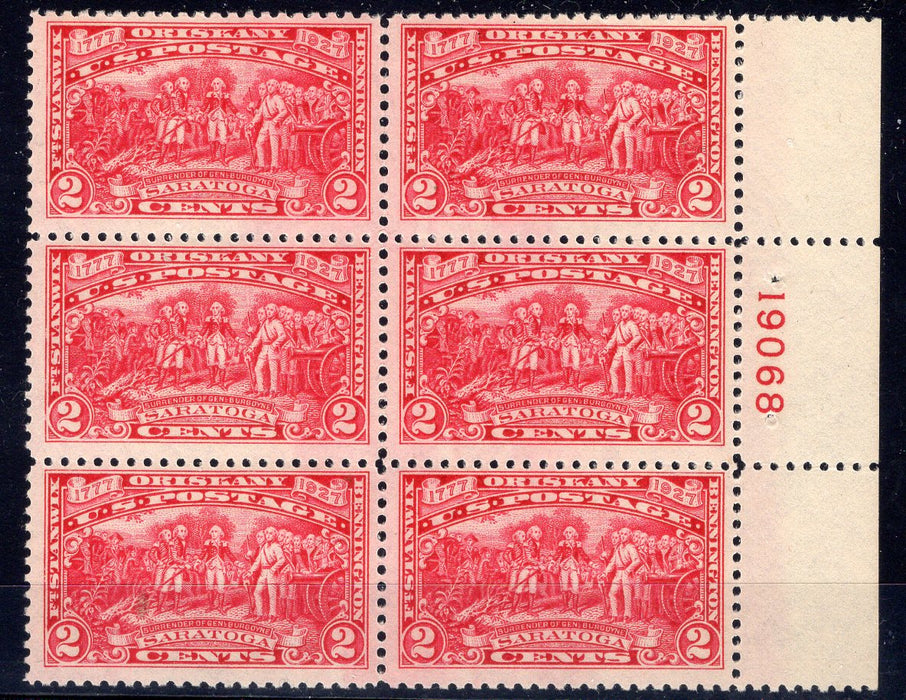 #644 2 Cent Burgoyne Plate block #19068 VF NH Mint US Stamp
