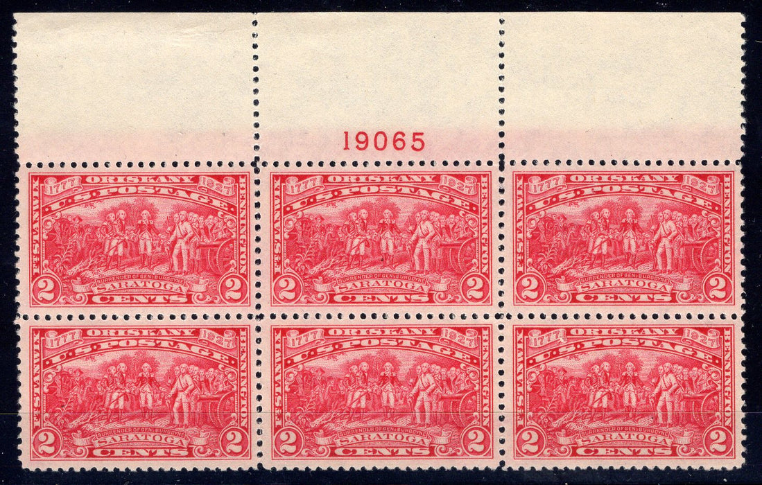 #644 2 Cent Burgoyne Full top plate block #19065 XF NH Mint US Stamp