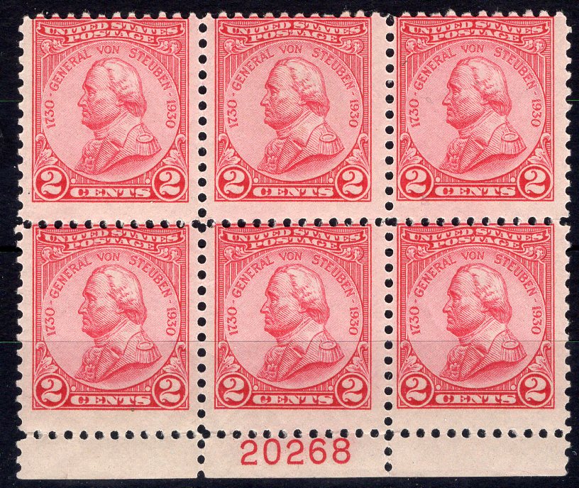 #689 2 cent Von Steuben Plate block #20268 F NH Mint US Stamp