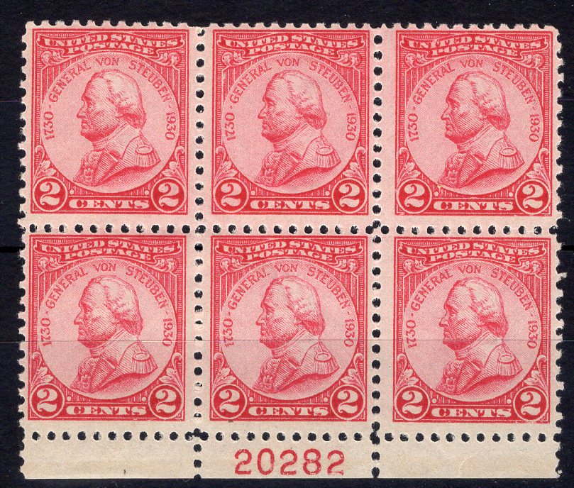 #689 2 cent Von Steuben Plate block #20282 F/VF NH Mint US Stamp