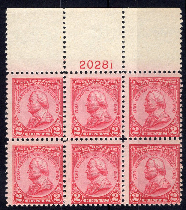 #689 2 cent Von Steuben Plate block #20281 Full top F NH Mint US Stamp
