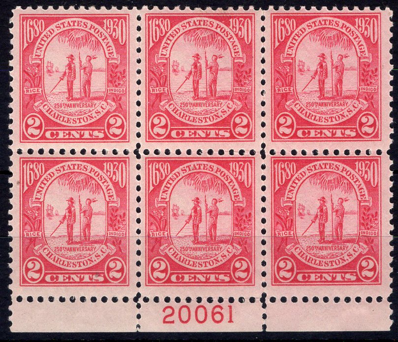 #683 2 cent Charleston Plate block #20061 Vf/Xf NH Mint US Stamp