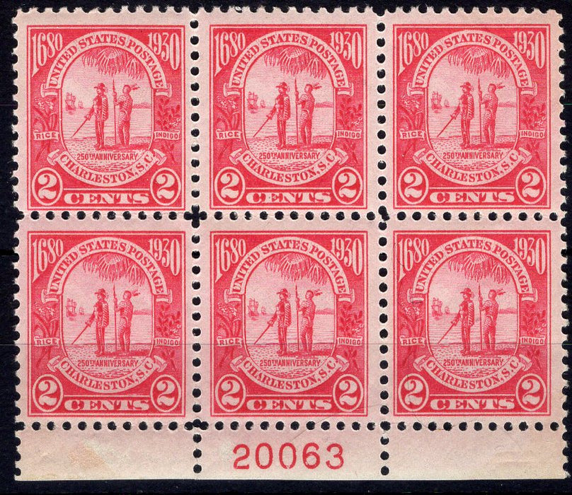 #683 2 cent Charleston Plate block #20063 VF NH Mint US Stamp