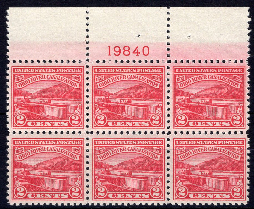 #681 2 cent Ohio River Plate block #19840 Vf/Xf NH Mint US Stamp