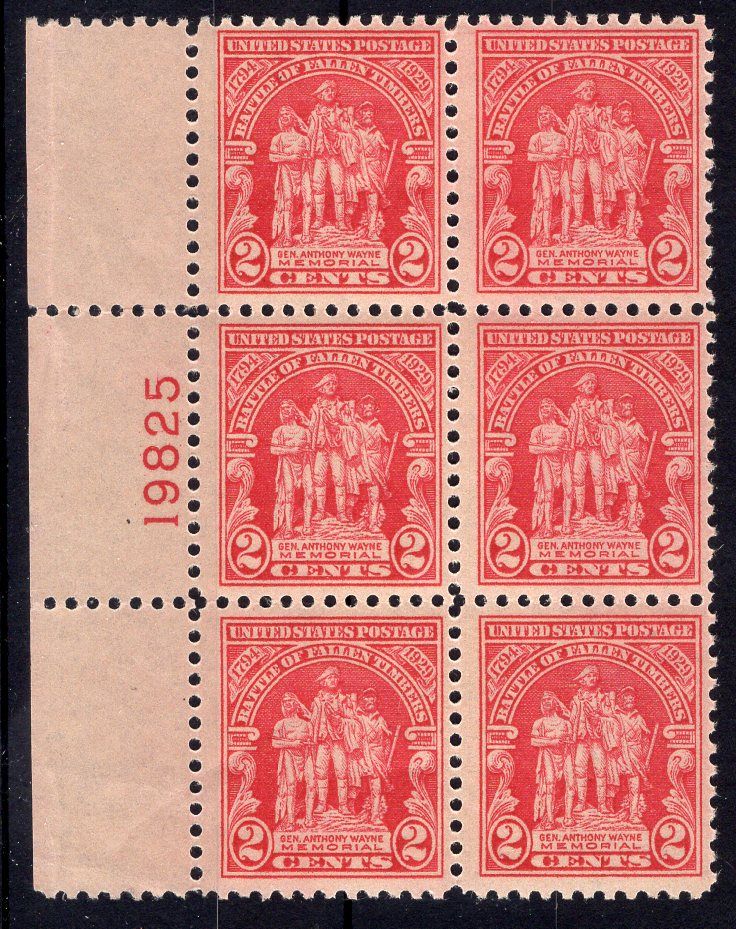 #680 2 cent Fallen Timbers Plate block #19825 VF NH Mint US Stamp