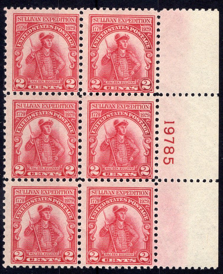 #657 2 cent Sullivan Plate block #19785 F NH Mint US Stamp