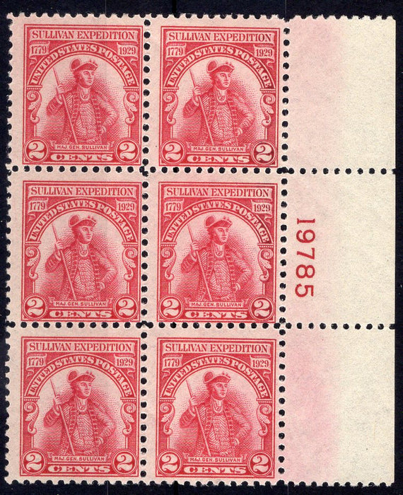 #657 2 cent Sullivan Plate block #19785 F NH Mint US Stamp