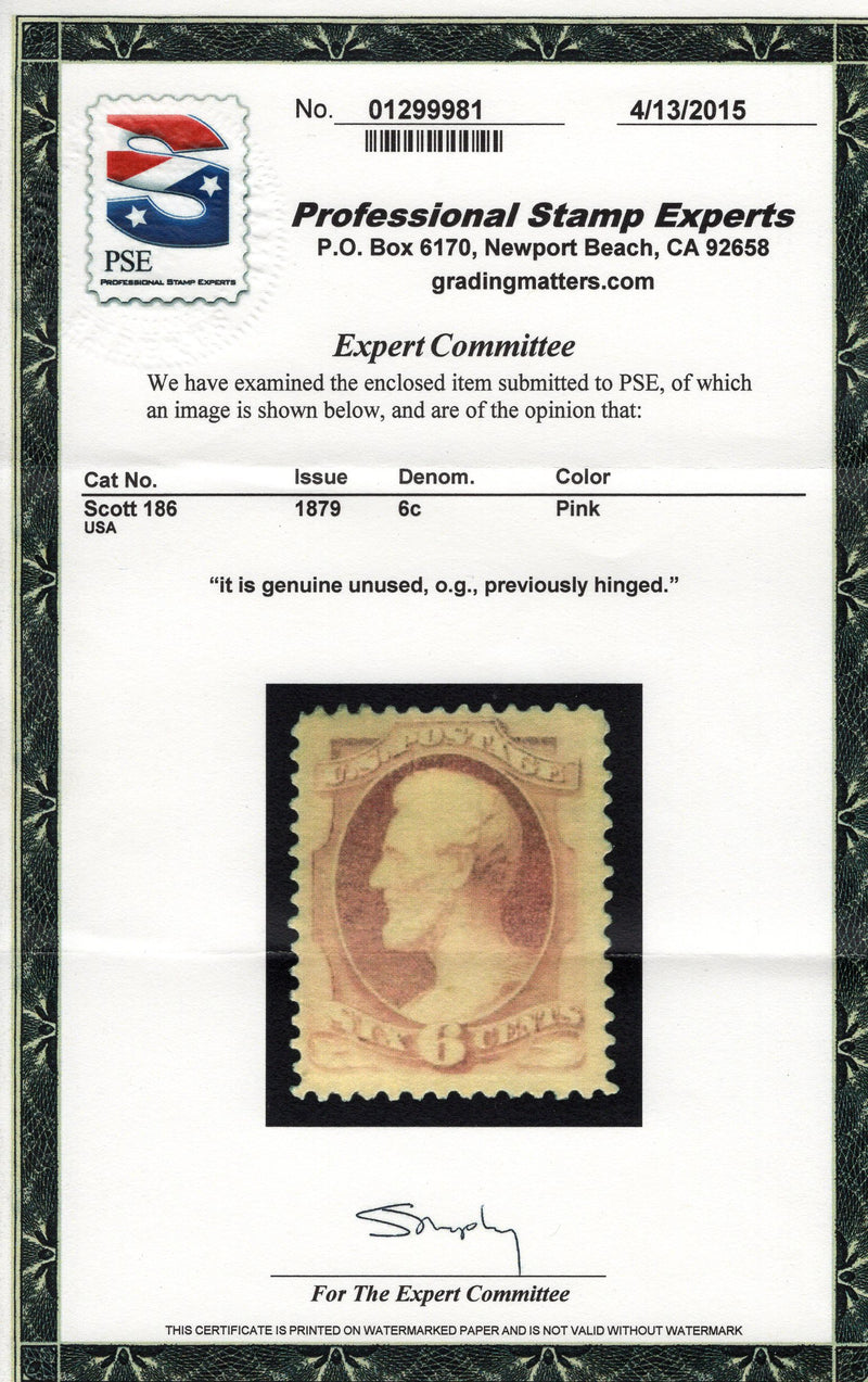 #186 Rich color and fresh. 4-15 PSE Mint Vf LH - US Stamp