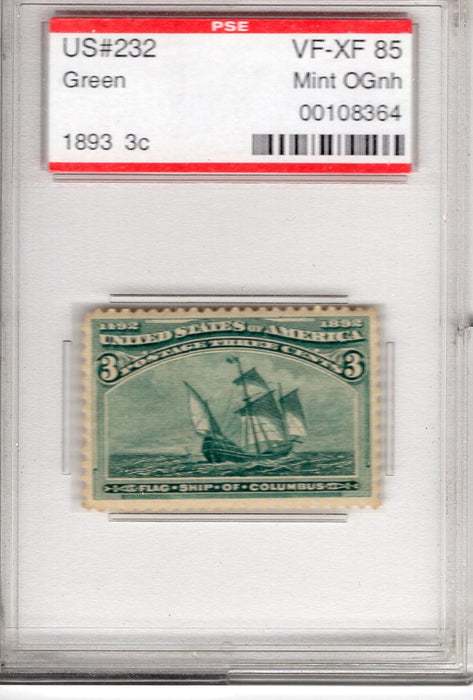 #232 Slabbed in PSE Vf/Xf MNH US Stamp
