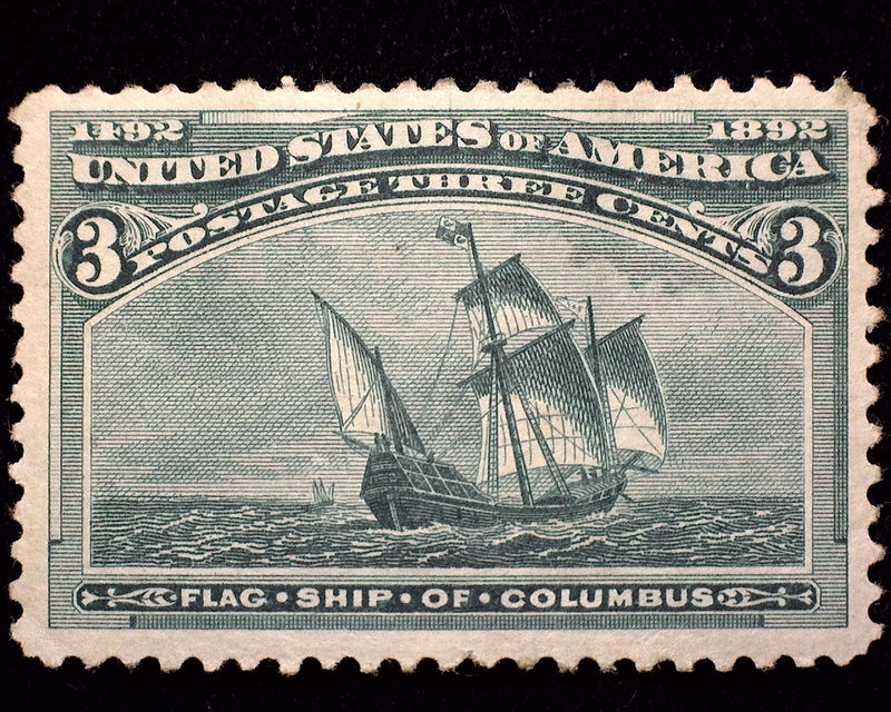 #232 3c Columbian Fresh large margin stamp. Mint Vf/Xf H - US Stamp