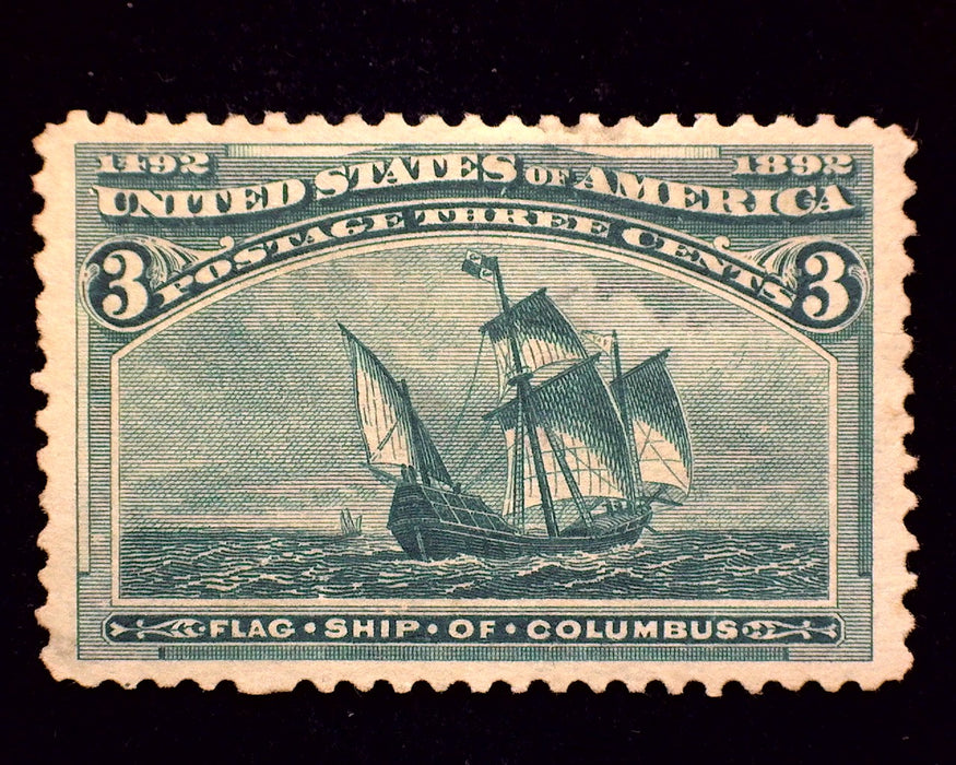 #232 3 Cent Columbian No gum. Mint XF US Stamp