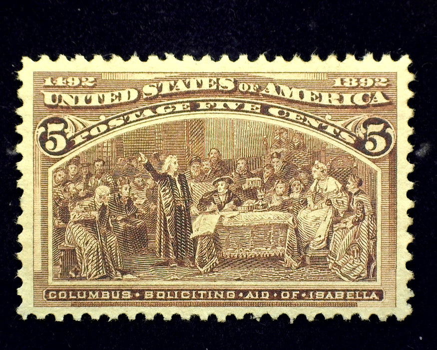 #234 Mint 5 Cent Columbian No gum. XF US Stamp