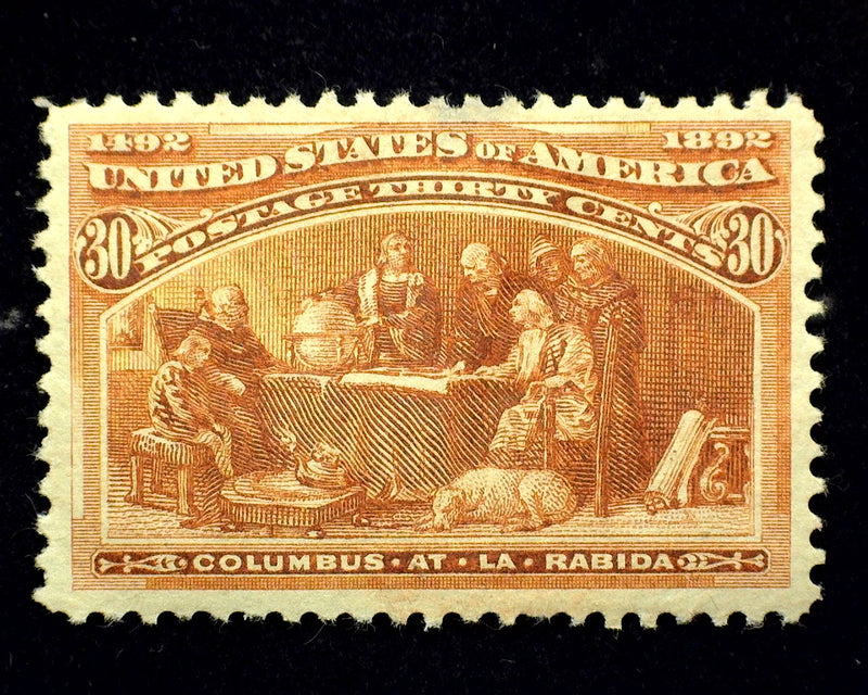 #239 30 Cent Columbian Tiny thin. Great appearing. Mint Vf/Xf H US Stamp