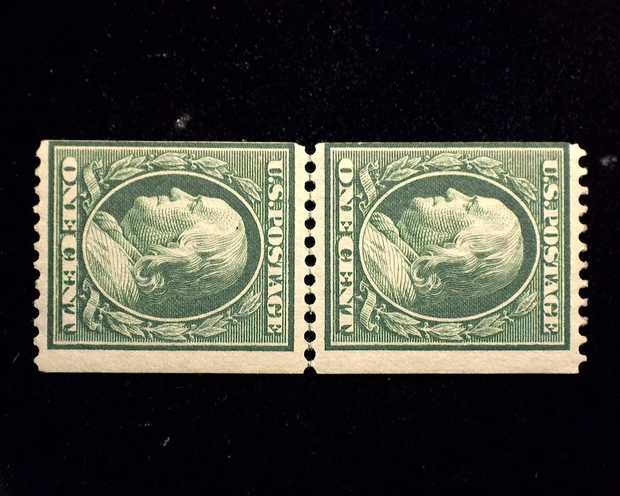 #385 1c Franklin Fresh guide line pair. Mint F H US Stamp