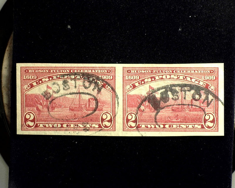 #373 2c Hudson Fulton Imperforate Choice horizontal used pair. XF Used - US Stamp