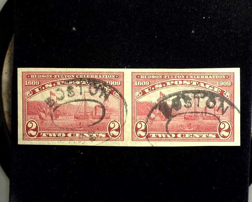 #373 2c Hudson Fulton Imperforate Choice horizontal used pair. XF Used - US Stamp