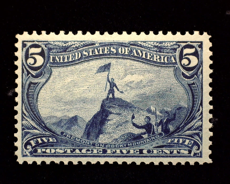 #288 5 Cent Trans Mississippi Choice large margin stamp. Mint VF/XF NH US Stamp