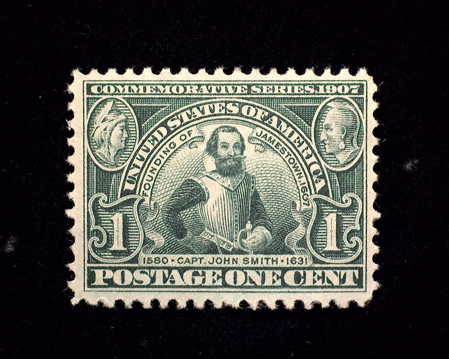 #328 1 Cent Jamestown Mint VF/XF LH US Stamp