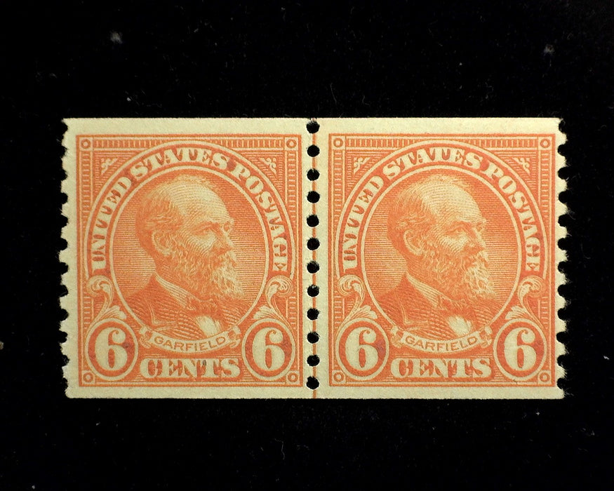 #723 6c Garfield Fresh line pair. Mint F/VF LH US Stamp