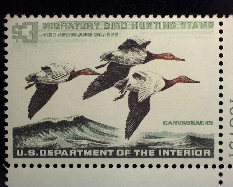 #RW32 $3.00 Hunting Permit Choice PL# single. Mint XF NH - US Stamp