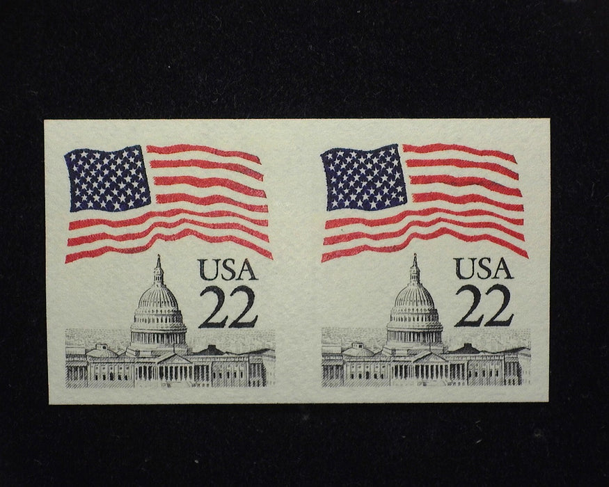 #2115f Choice horizontal imperforate pair. Mint XF NH US Stamp