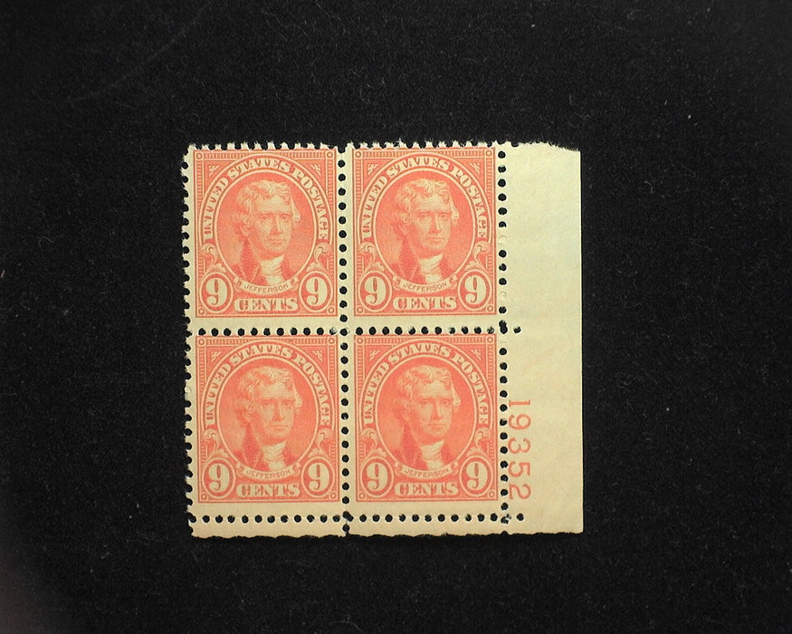 #641 9 cent Jefferson. Plate Block #19352. Mint F NH US Stamp