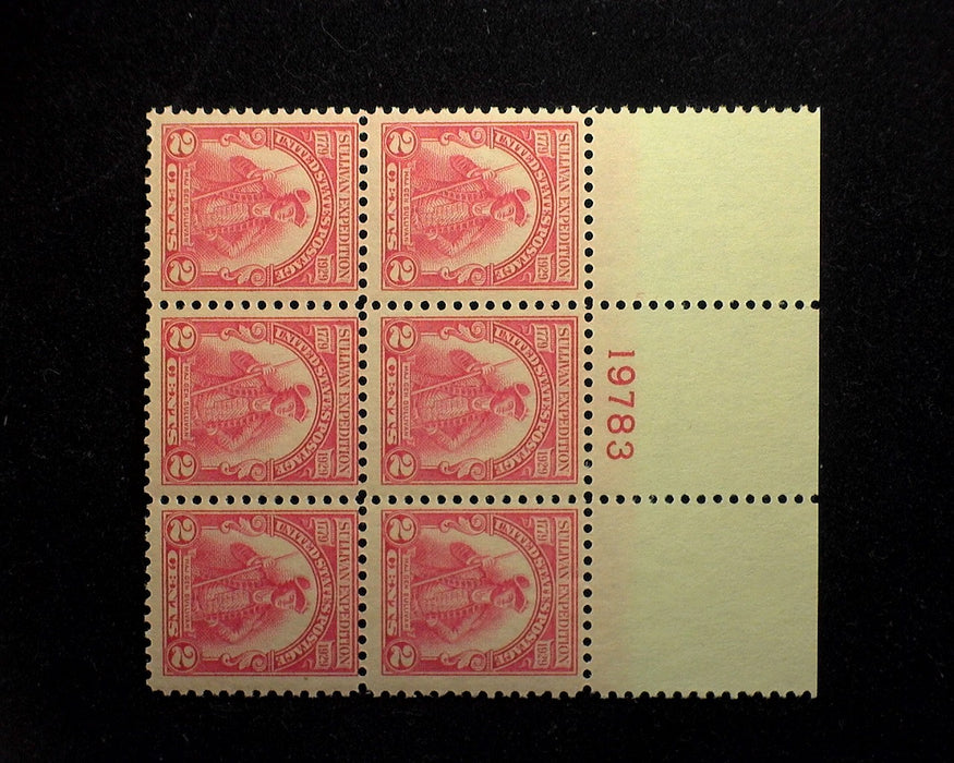 #657 2 cent Sullivan. Plate Block PL#19783. Full top. Mint F NH US Stamp