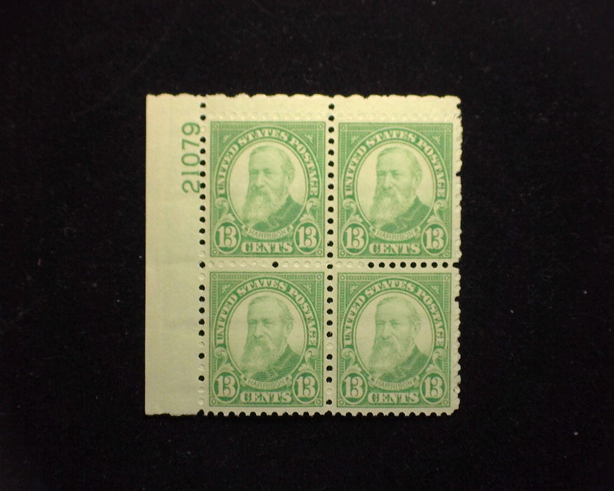 #694 13 cent Harrison. Plate Block PL#21079. A Beauty! Mint XF NH US Stamp