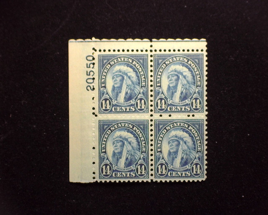 #695 14 cent Indian. Plate Block PL#20550. Mint Vf/Xf NH US Stamp