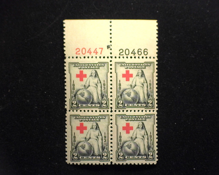 #702 2 cent Red Cross. Plate Block. Mint VF NH US Stamp
