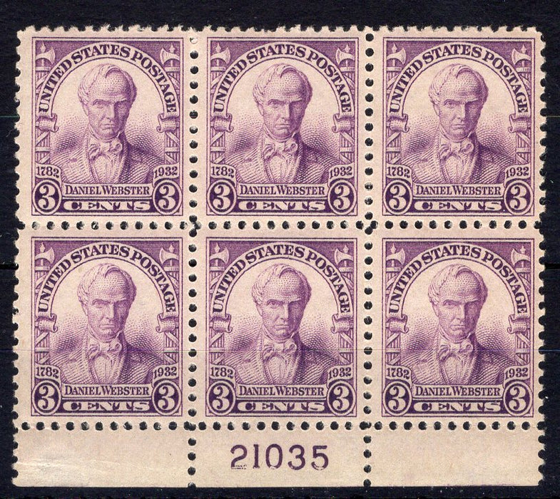 #725 3 cent Lincoln Plate Block PL#21035 VF/XF NH Mint US Stamp