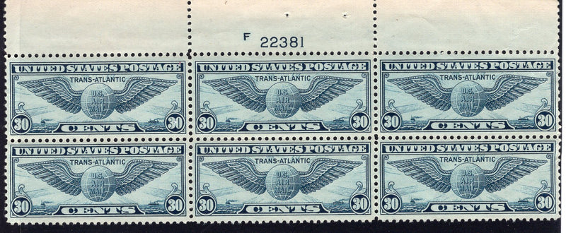 #C24 30c Winged Globe Plate Block. PL#22381. Choice plate. Mint XF NH - US Stamp