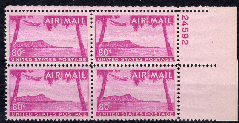 #C46 80c Hawaii plate block. PL#24592. Mint XF NH - US Stamp