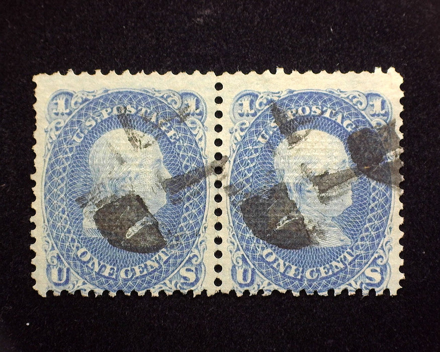 #86 Fresh horizontal pair. Scarce. Used F US Stamp