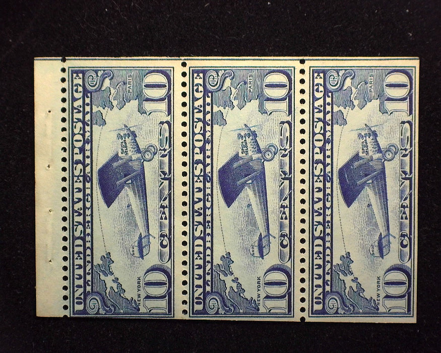 #C10a 10 cent Lindbergh. Fresh booklet pane. Mint F NH US Stamp