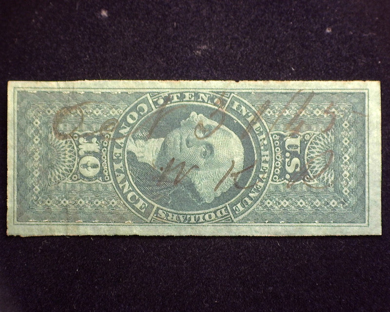#R94a $10.00 Conveyance. Horizontal crease. XF Used - US Stamp