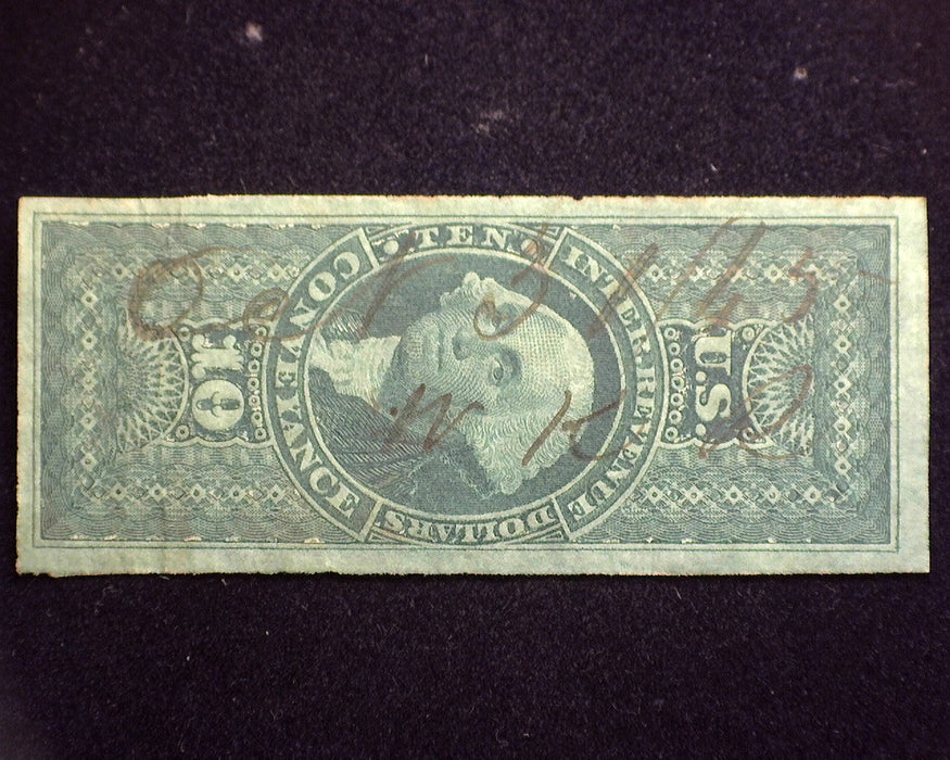 #R94a Ten Dollar Conveyance. Horizontal crease. XF Used US Stamp