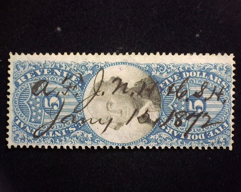 #R127 $5.00 Revenue. F Used - US Stamp