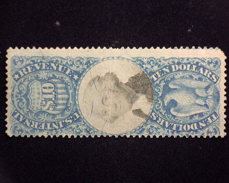 #R128 $10.00 Revenue. F Used - US Stamp