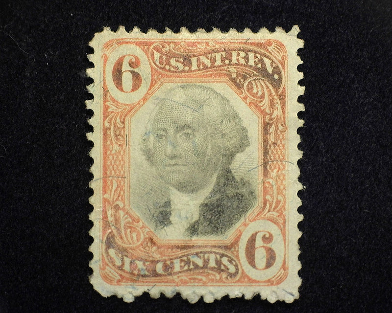 #R138 6c Revenue. Cut cancel. Vf/Xf Used - US Stamp