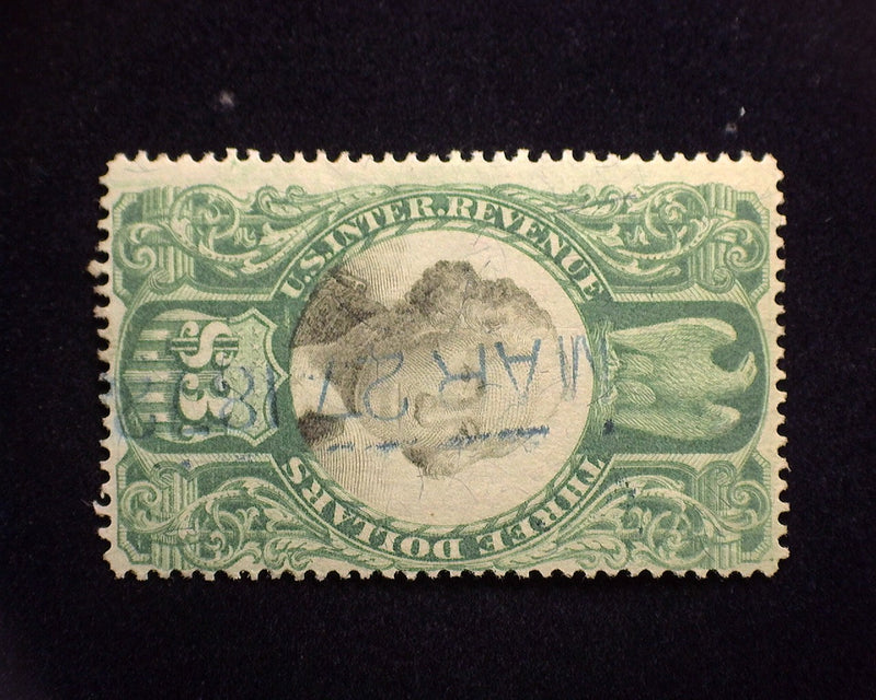 #R147 $3.00 Revenue. F Used - US Stamp