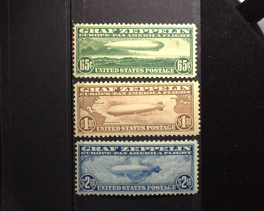 #C13-C15 1930 Graf Zeppelin Issue. Fresh and choice set. Very lightly hinged. Mint VF/XF LH - US Stamp