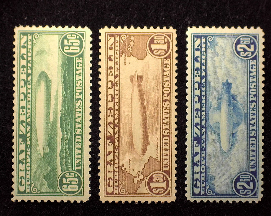 #C13-C15 1930 Graf Zeppelin Issue. Outstanding set, great color and freshness. Mint Vf/Xf NH - US Stamp