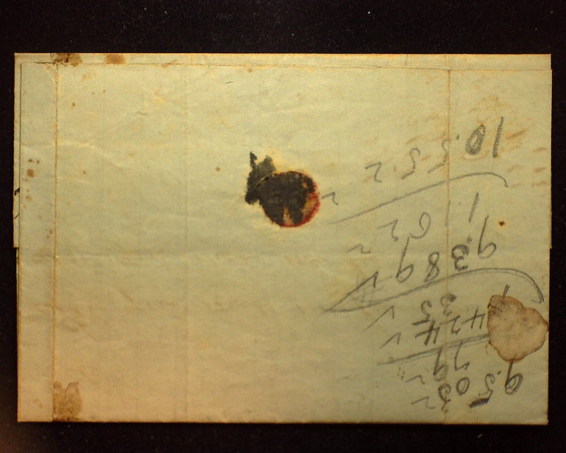#1 1847 Issue. 4 margin stamp just clearing at bottom. Tied to Eastern Railroad MS cover to Boston. Blue grid cancel. Used - US Stamp
