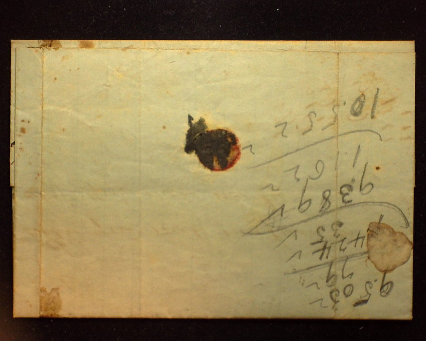 #1 1847 Issue 4 margin stamp just clearing at bottom. Tied to Eastern Railroad MS cover to Boston. Blue grid cancel. Used US Stamp