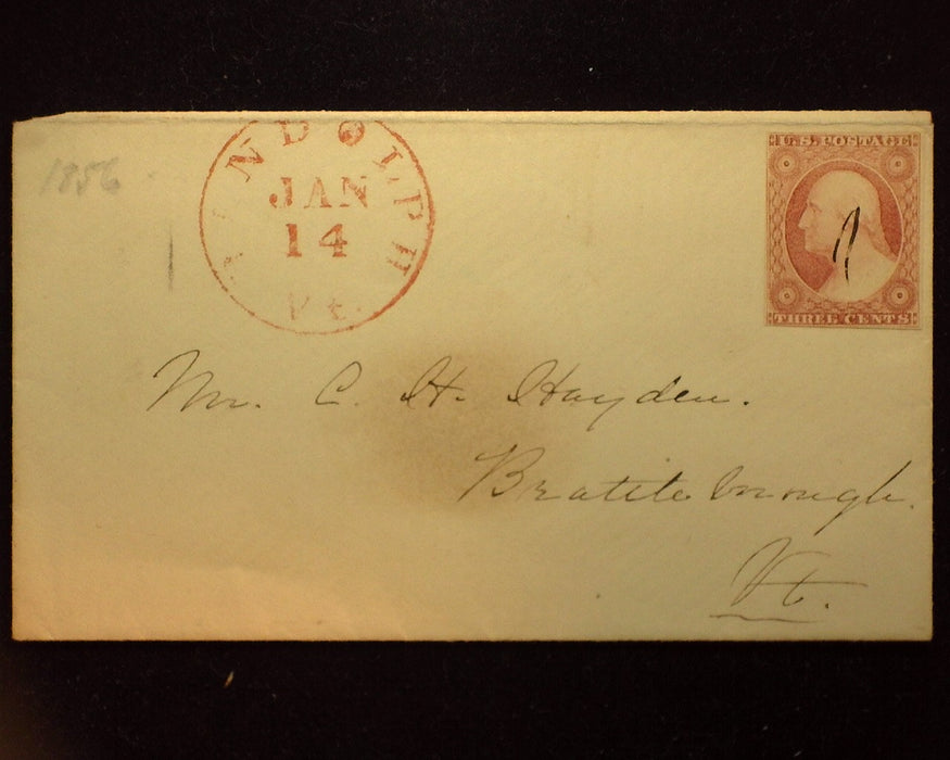 #11 1851 Issue 4 margin stamp on cover. Used VF/XF US Stamp