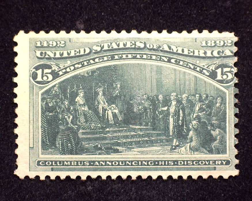 #238 15 cent Columbian Faint creasing. Mint AVG No gum US Stamp