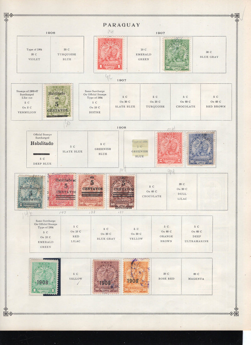 Paraguay Stamp Lot Approx Cat $68
